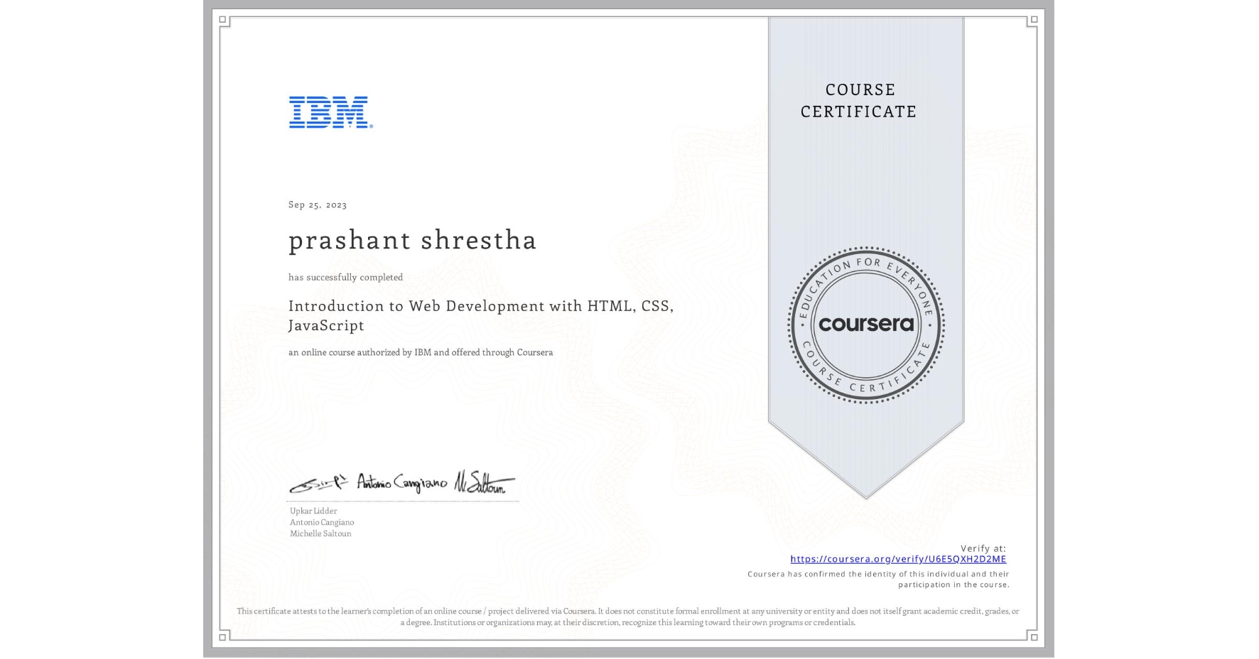 Introduction to Web Development with HTML, CSS, JavaScript 1
